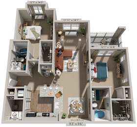 2 Bed 2 Bath Floor Plan | 1,363 Sq. Ft. at Lullwater at Big Ridge, Hixson, Tennessee
