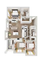 C1 Floor Plan at Woodgate Place in Waco, Tx