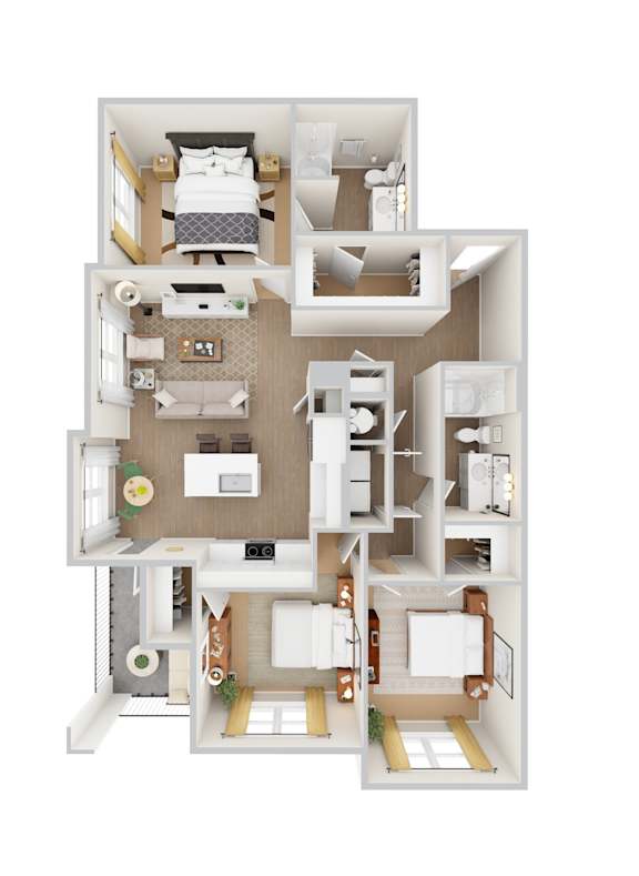 C1 Floor Plan at Woodgate Place in Waco, Tx