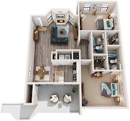 2 Bed 2 Bath Floor Plan | 1,024 Sq. Ft. at Bradford Pointe, GA 30909