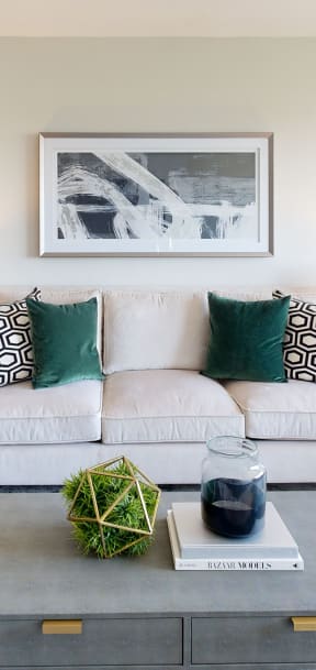 a living room with two couches and a coffee table