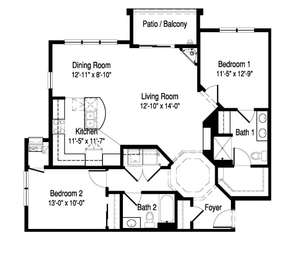 L7 Floor Plan at Poplar Creek Apartments, Wisconsin