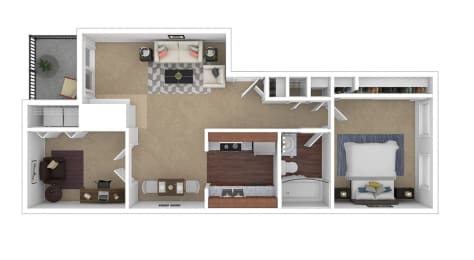 1 Bedroom, 1 Bathroom Floor Plan at Folsom Ranch, Folsom