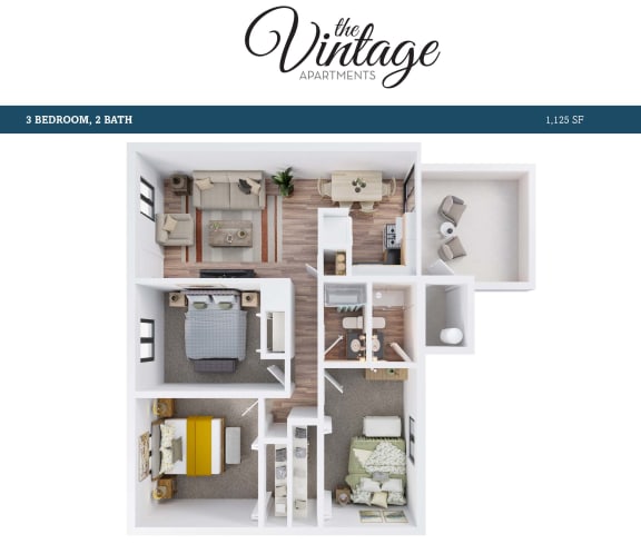 the village apartments website homepage with a 3d floor plan