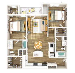 The Carolinian Apartments in Wilson, North Carolina Two Bedroom Floor Plan