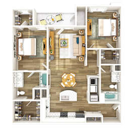 The Carolinian Apartments in Wilson, North Carolina Two Bedroom Floor Plan