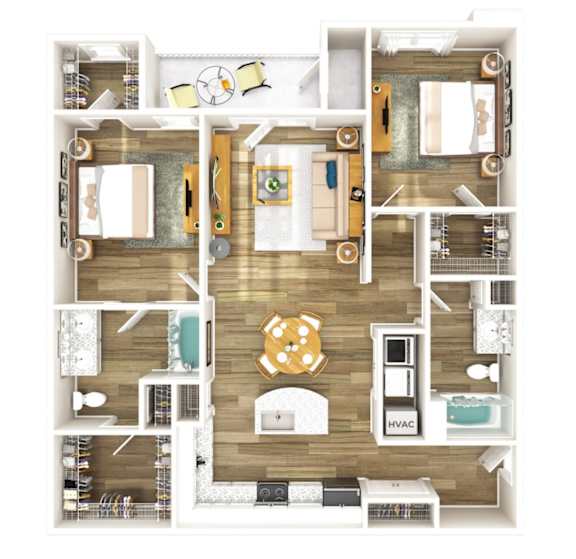 The Carolinian Apartments in Wilson, North Carolina Two Bedroom Floor Plan