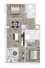 2B4 Floor Plan at 1405 Point, Baltimore, MD, 21231