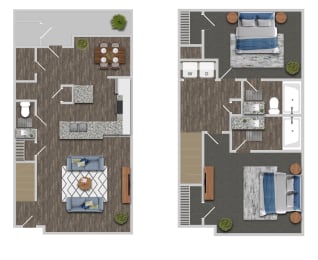 2 bedroom C Floor Plan at Greens at Stonecreek, Lithonia, Georgia