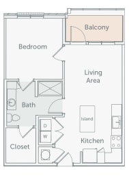 Element 29 - A08 - 1bed-1bath - 2D floor plan