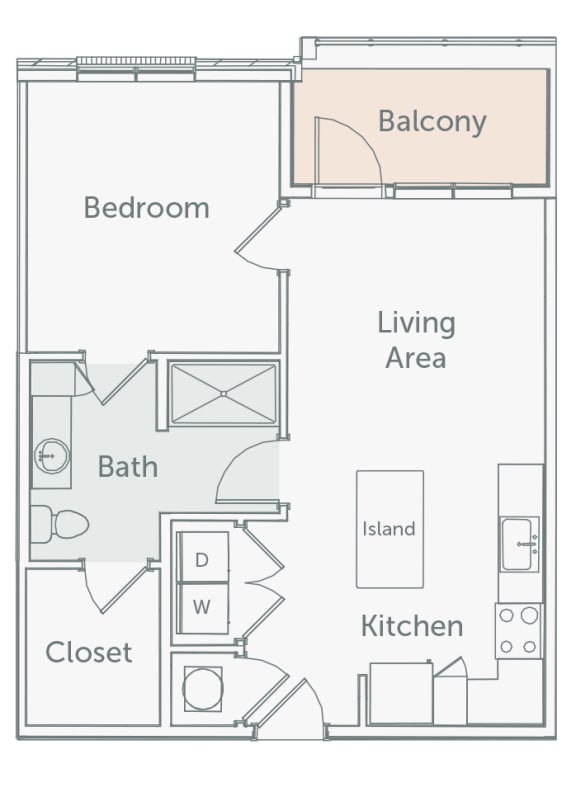 Element 29 - A08 - 1bed-1bath - 2D floor plan
