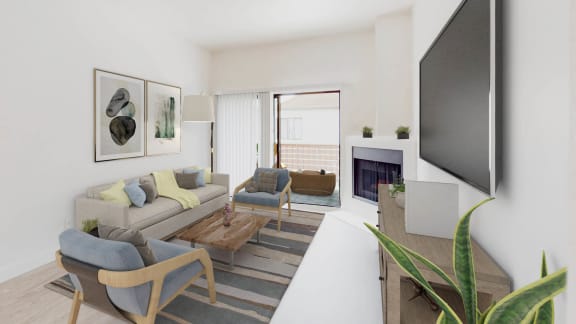 a living room with a couch and a tv