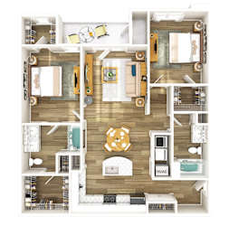 250 West Apartments in Florence, South Carolina Two Bedroom Floor Plan