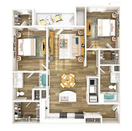250 West Apartments in Florence, South Carolina Two Bedroom Floor Plan