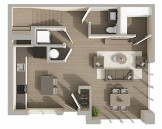 B1 Floor Plan at Harbor Side at Conwood Flats Apartments in Uptown Memphis, TN