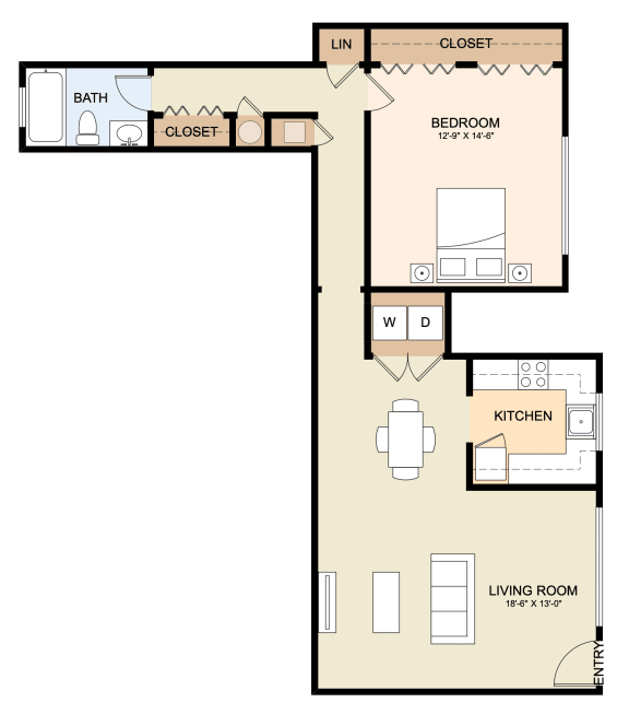 bedroom floor plan | the aspen | apartment homes for rent in pittsburgh, pa
