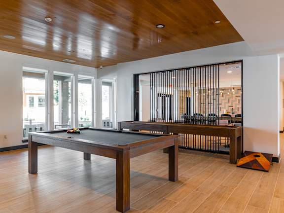 Game room with a pool table at Kessler, Fort Worth, TX