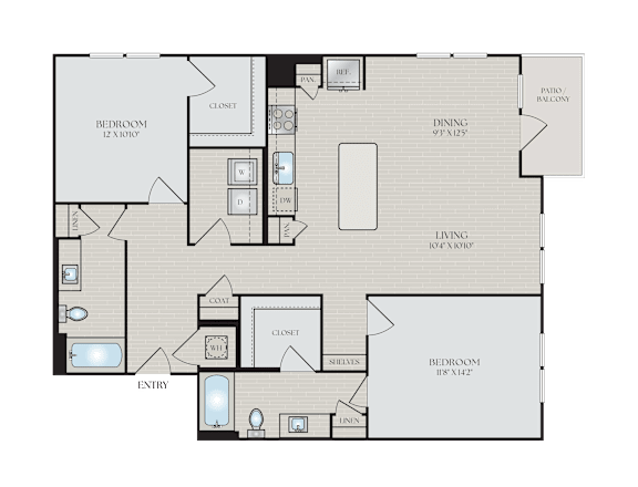 A floor plan of a house with labeled rooms such as