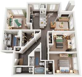 3 Bed 2 Bath Floor Plan | 1,275 Sq. Ft. at Promenade at Newnan Crossing in Newnan, GA, 30265