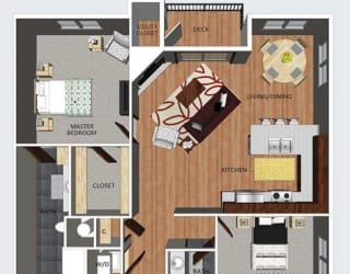 Howden two bedroom two bathroom floor plan at The Flats at 84