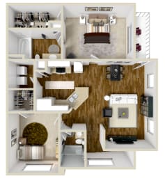 2 Bed 2 Bath Floor Plan | 1,149 Sq. Ft. at Carlton Park Apartment Homes in Flowood, MS