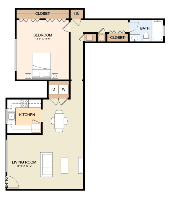 bedroom floor plan | the aspen | apartment homes for rent in pittsburgh, pa