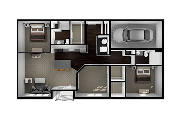 A drawing of a floor plan of an apartment.