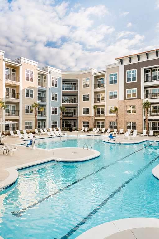 Pool Side Relaxing Area at Central Island Square, South Carolina