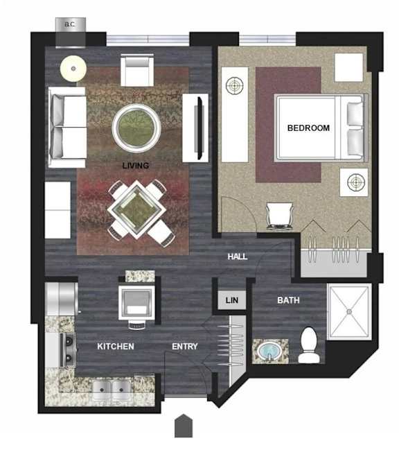 1Bd 1Bth Floor Plan at Lux Apartments, Minnesota