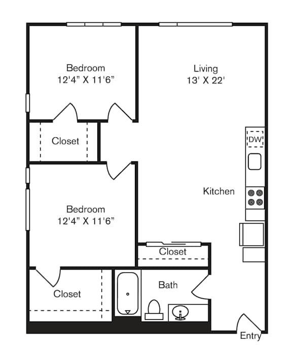 St Luke's Apartments in Seattle, Washington Two Bedroom Floor Plan
