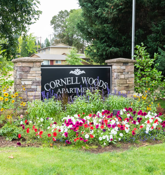 Cornell Woods monument sign, Portland, OR, 97229