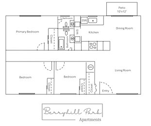 A drawing of Berryhill Park Apartments shows the interior layout of a single apartment.