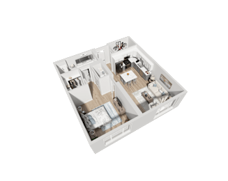 the bedrooms of the apartments are arranged to form a floor plan