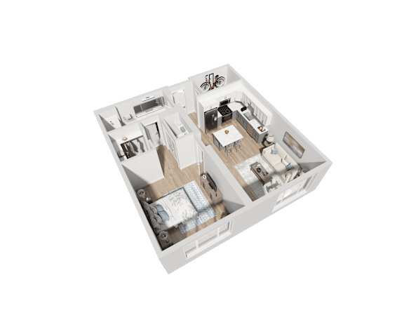 the bedrooms of the apartments are arranged to form a floor plan