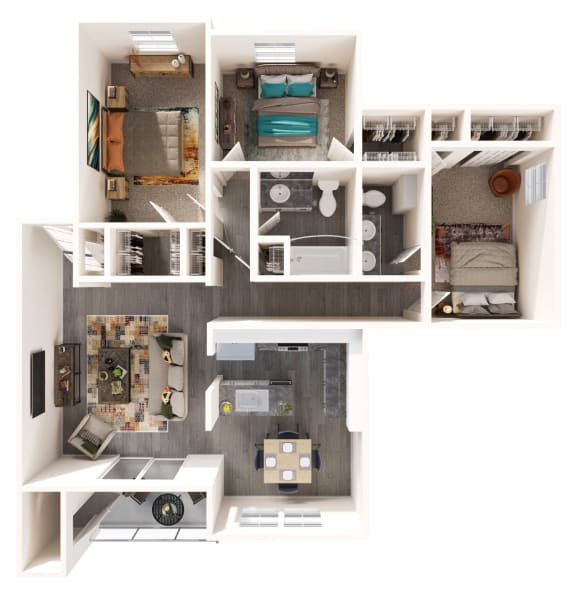 Aspire Columbia Ridge Apartments in Portland, Oregon 3 Bedroom 1.5 Bath Floor Plan