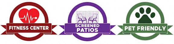 a set of three logos for a fitness center, a business center and a granite countertop