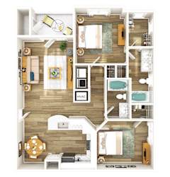The Carolinian Apartments in Wilson, North Carolina Two Bedroom Floor Plan