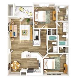 The Carolinian Apartments in Wilson, North Carolina Two Bedroom Floor Plan