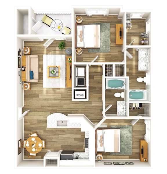The Carolinian Apartments in Wilson, North Carolina Two Bedroom Floor Plan