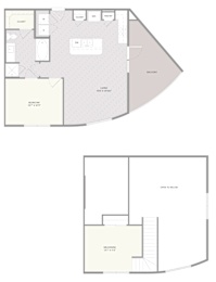 A floor plan of a house with a garage and a living room.