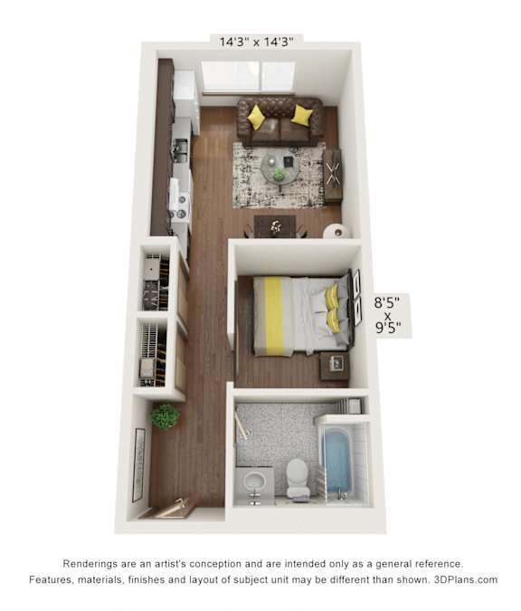 Floor Plan  Open 1 Bedroom 60 Percent AMI