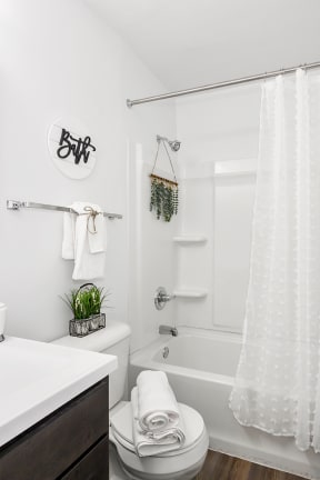a bathroom with a shower and a sink and a toilet at Weaver Farm, Florence, 41042
