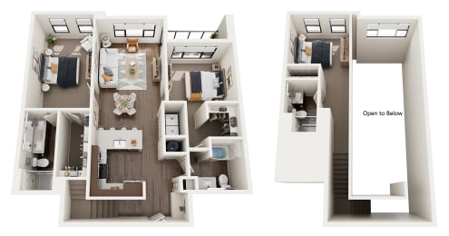 C8 floor plan showing 3 bedroom, 3 bathroom loft with a den in Castle Rock, CO