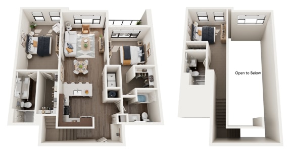 C8 floor plan showing 3 bedroom, 3 bathroom loft with a den in Castle Rock, CO
