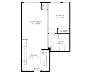 853 N Larrabee - 1 Bedroom plus Den Tier 07 floor plan