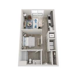 S1 Floorplan | 632 Sq. Ft. at Innsbrook Square, Glen Allen, 23060