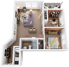 2 Bed 1 Bath Floor Plan | 1,031 Sq. Ft. at Skyloft in Asheville, NC