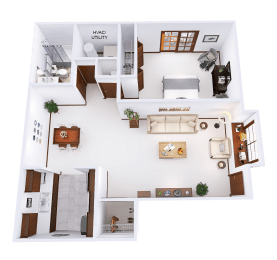  Floor Plan Phase 1 - 1 Bed, 1 Bath Cardinal