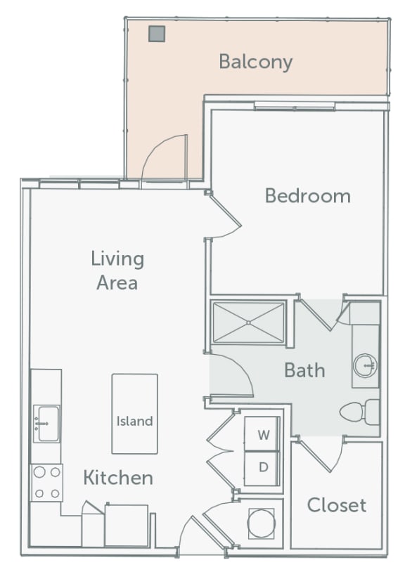 Element 29 - A11 - 1bed-1bath - 2D floor plan