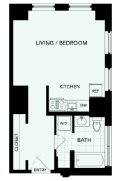 Studio A01 - The Republic Apartments - 2D floor plan